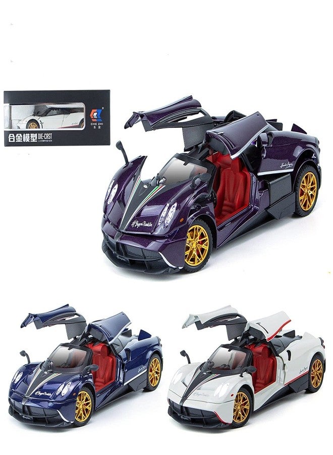 KENIRY1:24 Scale Exclusive Alloy Metal Pull Back Die-cast Car Model with Sound Light Mini Auto Toy for Kids Metal Model Toy Car with Sound and Light (1.24 Pagani HUARIYA-Blue) - Image 5